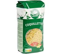 CARREFOUR CLASSIC' Coquillettes Pâtes Courtes en Semoule de Blé Dur - Format 1 kg - Cuisson Al Dente en 7 min - Sachet Pratique - Lot de 4