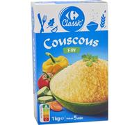 Carrefour Classic - Couscous Fin Semoule de Blé Dur de Qualité Supérieure - Prêt en 5 Minutes - la boite d'1Kg - Le Lot De 4