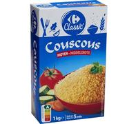 CARREFOUR CLASSIC' - Couscous Grain Moyen Prêt à Cuisiner, Texture Légère et Savoureuse (1 kg) - Le Lot De 4