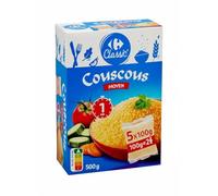 CARREFOUR CLASSIC - Couscous Moyen - 5 Sachets Prêt en 1 Minute - Dosage Précis par Personne, Graine Légère - la boîte de 500g - Le Lot De 4