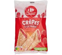 CARREFOUR CLASSIC - Crêpes Fourrées à la Fraise avec Lait Frais Entier et Œufs Extra-Frais - les 8 crêpes de 32g - 256g - Le Lot De 4