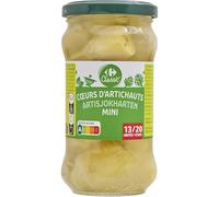 CARREFOUR CLASSIC' Cœurs d'Artichauts Mini en Bocal Verre - 165g - 13 à 20 unités - Conserves Gourmandes pour Apéritifs et Recettes - Lot de 3