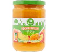 CARREFOUR CLASSIC' - Dessert de Pêche avec Morceaux - Compote de Pêche - le pot de 580g - Le Lot De 4