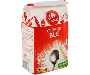 CARREFOUR CLASSIC' - Farine de Blé Type 45 - 1Kg - Le Lot De 4