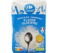 CARREFOUR CLASSIC' - Farine de Blé Type 45 Anti-Grumeaux - Fluide - le paquet d'1Kg - Le Lot De 4