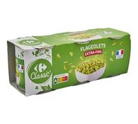 CARREFOUR CLASSIC' - Flageolets Verts Extra-Fins en Conserve - les 3 boites de 130g net égoutté - 600g - Le Lot De 4