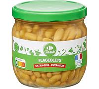 CARREFOUR CLASSIC' - Flageolets Verts Extra-Fins - le bocal de 215g net égoutté - 330g - Le Lot De 4
