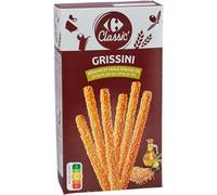 CARREFOUR CLASSIC' - Gressins au Sésame et à l'Huile d'Olive Vierge Extra - Recette au Lait Écrémé - la boite de 125g - Le Lot De 4