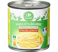 CARREFOUR CLASSIC' - Haricots Beurre Extra-Fins - la boite de 220g net égoutté - 400g - Le Lot De 4