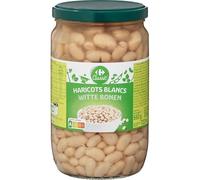 CARREFOUR CLASSIC' Haricots blancs cuits en bocal 385g - recette authentique au sel marin, bocal verre réutilisable - Lot de 4