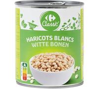 CARREFOUR CLASSIC' Haricots blancs en conserve - Format 530 g - Boîte métal à ouverture facile - Ingrédients simples et savoureux - Nutri-Score A - Lot de 4