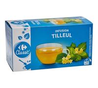 CARREFOUR CLASSIC' - Infusion Relaxante au Tilleul, Saveur Douce et Apaisante (25 Sachets 32,5g) - lot de 4 - Vendu par Lot