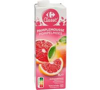 CARREFOUR CLASSIC' Jus de Pamplemousse Sans Sucres Ajoutés 1 Litre - Brique Carton avec Bouchon Vissé - 100% Fruits à Base de Concentré - Teneur en Fruits 100% - Lot de 4