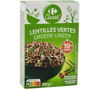 CARREFOUR CLASSIC - Lentilles Vertes Gourmandes et Nutritives, Texture Fondante (Boîte 300g) - lot de 4 - Vendu par Lot