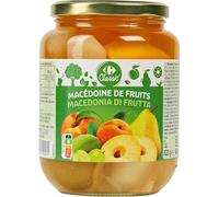 CARREFOUR CLASSIC' - Macédoine de 6 Fruits au Sirop - Pêches, Poires, Abricots, Ananas, Reines-Claudes, Raisins - le bocal de 480g net égoutté - 820g - Le Lot De 4