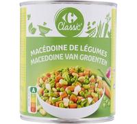 CARREFOUR CLASSIC' - Macédoine de Légumes avec Carottes, Haricots Verts, Navets, Petits Pois et Flageolets Verts - la boite de 530g net égoutté - 800g - Le Lot De 4