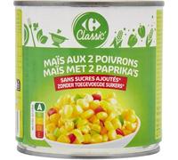 CARREFOUR CLASSIC' - Maïs Doux en Grains aux Poivrons Rouges et Verts - la boîte de 270 g net égoutté - 300g - Le Lot De 4