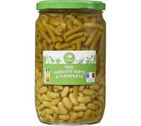 CARREFOUR CLASSIC' - Mélange de Haricots Verts Extra-Fins Coupés et Flageolets Verts Extra-Fins - Légumes en Conserve - le pot de 390g net égoutté - 660g - Le Lot De 4