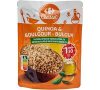 Carrefour Classic - Mélange de Quinoa Blond et Rouge et Boulgour Cuisinés à l'Huile d'Olive Vierge Extra - le paquet de 250g - Le Lot De 4