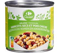 CARREFOUR CLASSIC' - Mélange Haricots Secs et Pois Chiches - le bocal de 260g net égoutté - 400g - Le Lot De 4