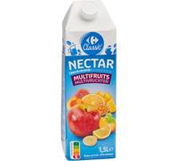 CARREFOUR CLASSIC' Nectar Multifruits à Base de Concentrés 1,5L - Carton avec Bouchon Vissé, Teneur en Fruits 50% Minimum - Lot de 4
