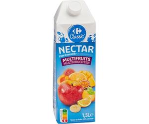 CARREFOUR CLASSIC' Nectar Multifruits à Base de Concentrés 1,5L - Carton avec Bouchon Vissé, Teneur en Fruits 50% Minimum - Lot de 4