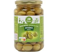 CARREFOUR CLASSIC' - Olives Vertes Entières Pasteurisées - le bocal de 200g net égoutté - 335g - Le Lot De 4