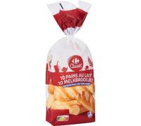 CARREFOUR CLASSIC' - Pains au Lait Moelleux et Fondants, Parfait pour le Petit Déjeuner (Paquet 350g, 10 pièces) - Le Lot De 4