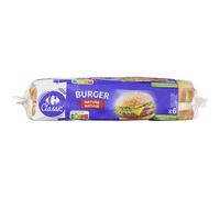 CARREFOUR CLASSIC' - Pains Burger Nature, Texture Moelleuse pour Sandwichs Gourmands (Sachet 6x330g) - lot de 6 - Vendu par Lot