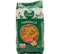 CARREFOUR CLASSIC' Pâtes Farfalle 500 g - Semoule de Blé Dur de Qualité Supérieure, Cuisson Al Dente 10 Minutes - Lot de 6