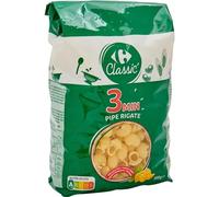 CARREFOUR CLASSIC - Pâtes Pipe Rigate Gourmandes, Texture al dente et idéales en sauce, 500g