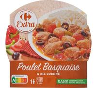 CARREFOUR CLASSIC' - Plat Cuisiné Poulet Basquaise, Saveurs du Sud en Barquette, 300g - Lot De 4