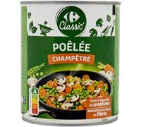 CARREFOUR CLASSIC' - Poêlée Champêtre aux Petits Pois, Carottes et Champignons de Paris Cuisinés à la Crème Fraîche - la boîte de 580g - Le Lot De 4