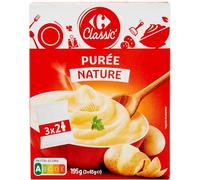 CARREFOUR CLASSIC' - Purée de Pommes de Terre en Flocons Nature - les 3 sachets de 65g - 195g - Le Lot De 4