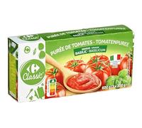 CARREFOUR CLASSIC' - Purée de Tomates au Basilic Savoureuse, Texture Onctueuse, Pack 3x200g - Lot de 4