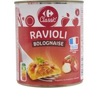 CARREFOUR CLASSIC' - Ravioli à la Sauce Bolognaise avec Viande de Porc et de Bœuf - Recette à la Tomate - la boite de 800g - Le Lot De 4