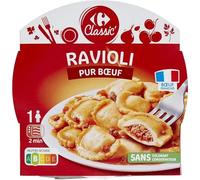 Carrefour Classic - Ravioli Pur Bœuf à la Sauce Tomate - Plat Cuisiné - la barquette de 300g - Le Lot De 4