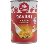 CARREFOUR CLASSIC - Ravioli Pur Bœuf à la Sauce Tomate - Recette à la Viande de Bœuf d'Origine France - la boite de 400g - Le Lot De 4
