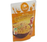 CARREFOUR CLASSIC' - Riz Cuisiné aux Légumes et au Curry - Recette aux Carottes et Poivrons - le paquet de 250g - Le Lot De 4