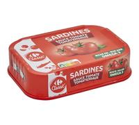 CARREFOUR CLASSIC' - Sardines avec 35% de Sauce Tomate - la boîte de 95g net égoutté - 135g - Le Lot De 4