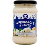 CARREFOUR CLASSIC - Sauce aux 4 Fromages à la Crème - Bleu, Chèvre, Fromage Frais et Emmental · Prête à Réchauffer · Idéale pour Accompagner les Pâtes - Le Pot de 350g - Le Lot De 4