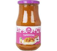 CARREFOUR CLASSIC' Sauce Tandoori à la tomate, crème, curry et noix de coco - Bouteille en verre 420g - Recette inspirée des saveurs du monde pour accompagner vos plats - Lot de 4