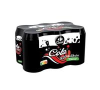 CARREFOUR CLASSIC' Soda au Cola Zéro Sucres, 6 x 33 oisson gazeuse rafraîchissante aux extraits végétaux, format familial