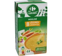 CARREFOUR CLASSIC' - Soupe Moulinée aux Légumes Variés - Recette aux 8 Légumes - la brique d'1L - Le Lot De 4