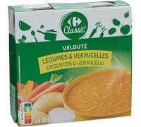 CARREFOUR CLASSIC' Soupe Vélouté Légumes et Vermicelles - Pack de 2 briques de 30 hacune - Format pratique et recette équilibrée - Nutriscore B - Lot de 4