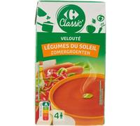 CARREFOUR CLASSIC - Velouté aux Légumes Variés Tomate Carotte Courgette Poivron - Recette à l'Huile d'Olive Vierge Extra - la brique d'1L - Le Lot De 4