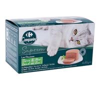 Carrefour COMPANINO - Délice Mousse pour Chat Adulte, Saveurs Poisson, Saumon, Bœuf & Lapin (4x85g) - Le Lot De 4