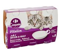 Carrefour COMPANINO Lait pour Chat Junior et Adulte - Pack de 3 Bouteilles de 200 ML - Boisson lactée Facile à digérer - Format Pratique et économique - Lot de 4