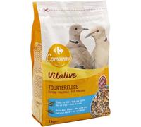 Carrefour COMPANINO - Mélange Nutritif Complet pour Tourterelles et Pigeons, Graines Enrichies en Maïs et Blé, 1kg - Lot de 4