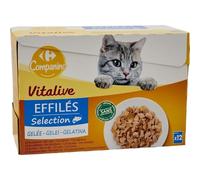Carrefour COMPANINO - Pâtée Adulte en Gelée, Saveur Poissons Sélectionnés, Texture Effilée (12x85g) - Lot de 3 - Vendu par Lot